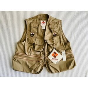 Columbia Sportswear Medium Photographers Vest Tan Khaki Utility Fishing Hiking